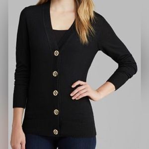 Black Tory Burch Simone Cardigan With Gold Buttons